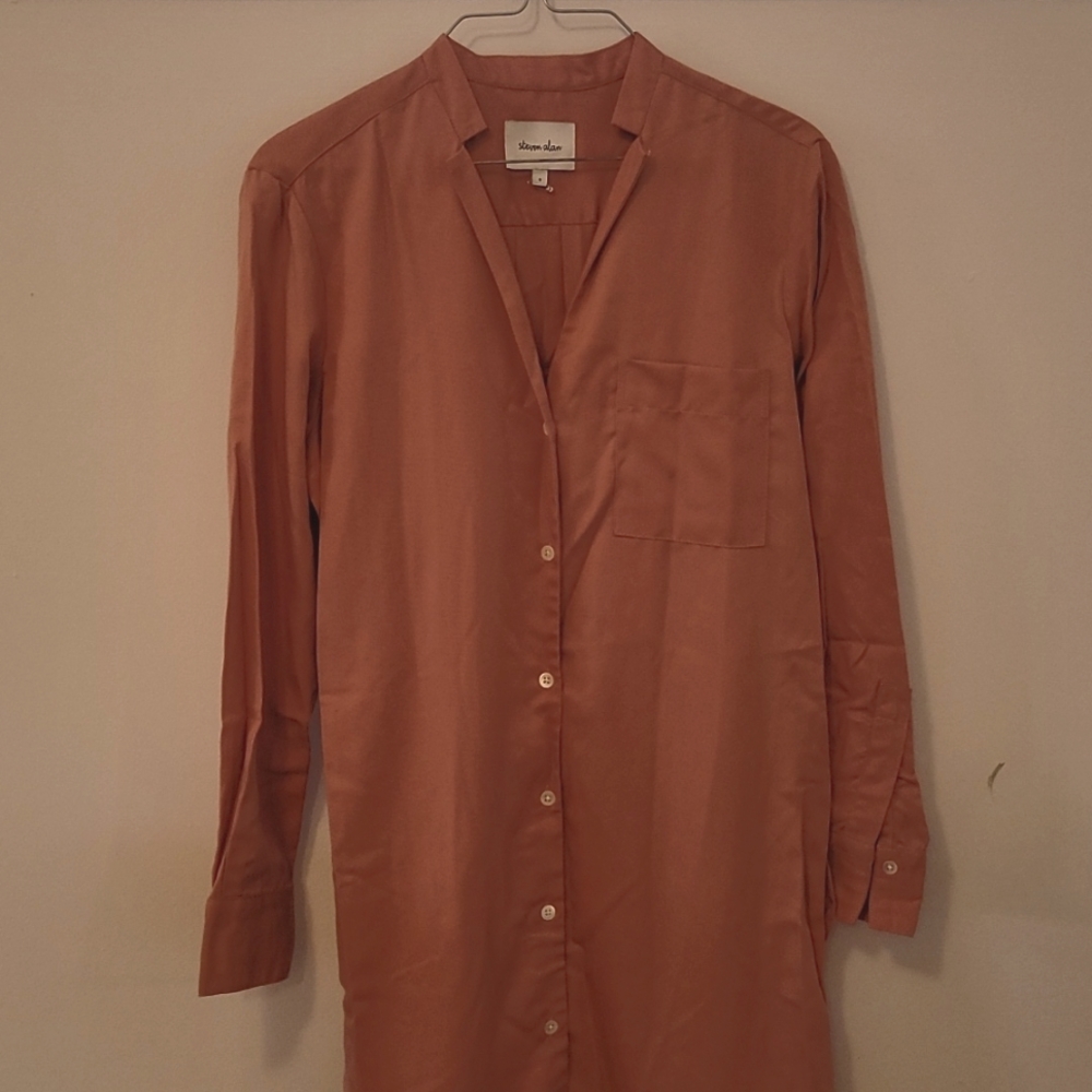 Steven Alan Peach Shirt Dress Small NWOT
